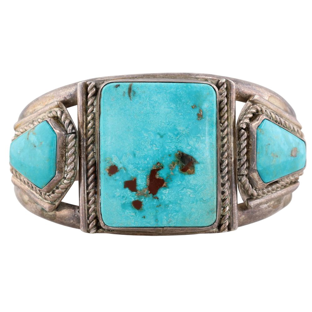 Lot 247: Vintage Navajo Sterling Turquoise Cuff Bracelet