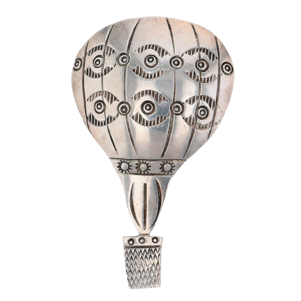 Lot 249: Navajo Sterling Stamped Hot Air Balloon Brooch