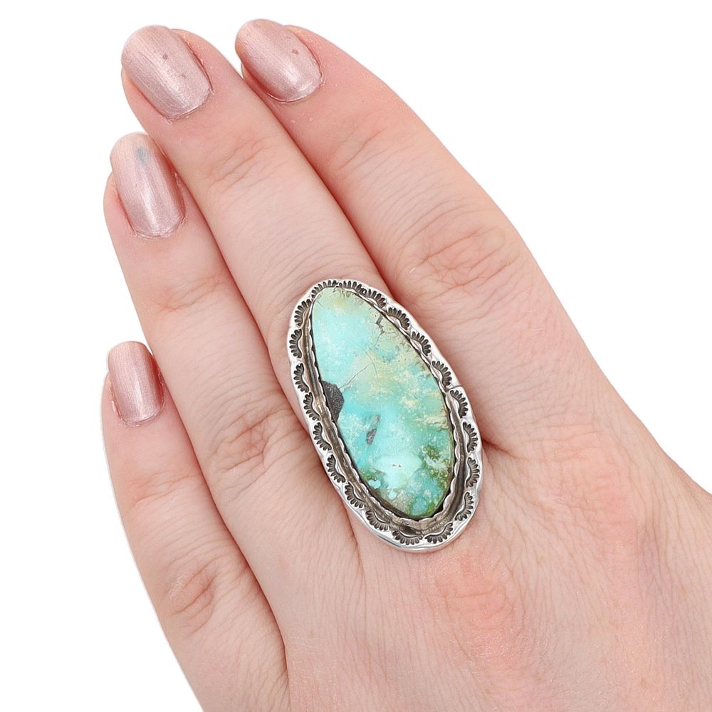 Lot 260: Rosella Paxon Navajo Sterling Turquoise Ring Sz 8