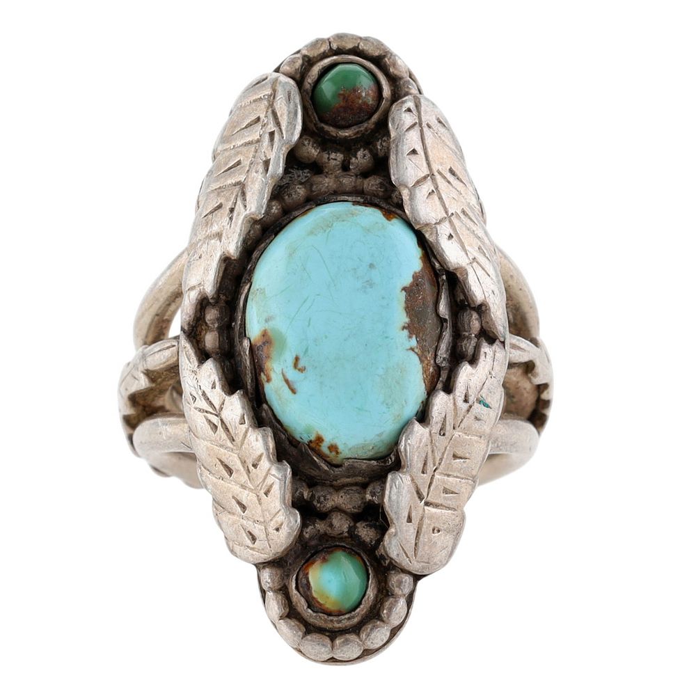 Lot 283: Vintage Navajo Sterling Turquoise Ring Sz 7
