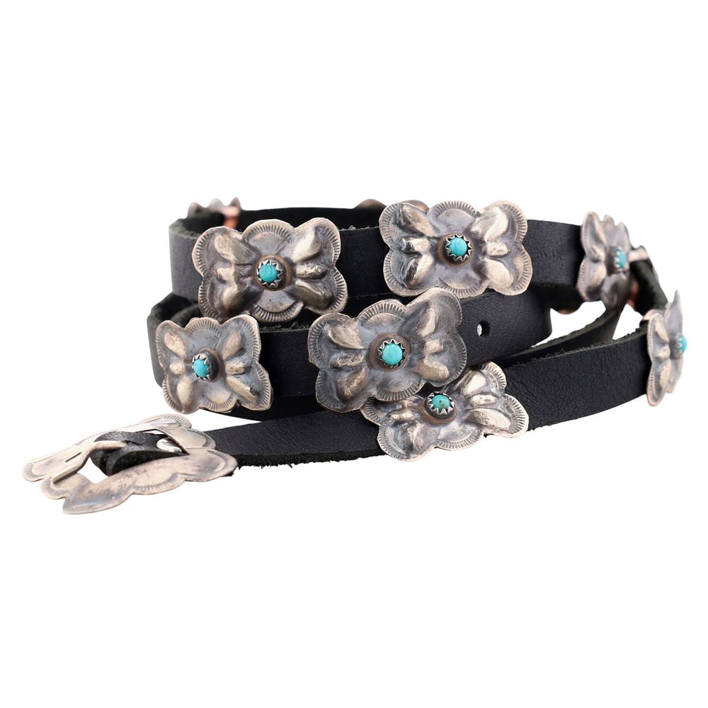 Lot 296: Joan Begay Navajo Sterling Turquoise Concho Hat Band