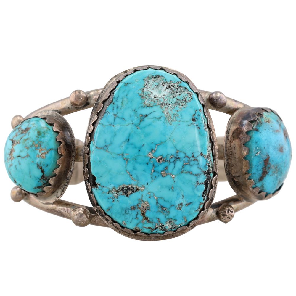 Lot 317: Vintage Navajo Sterling Turquoise Cuff Bracelet