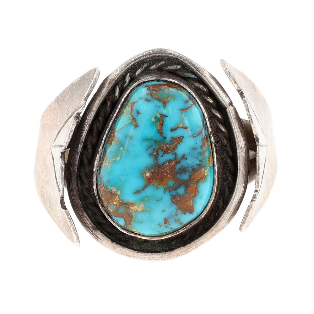 Lot 324: Vintage Navajo Sterling Turquoise Ring Sz 11.5