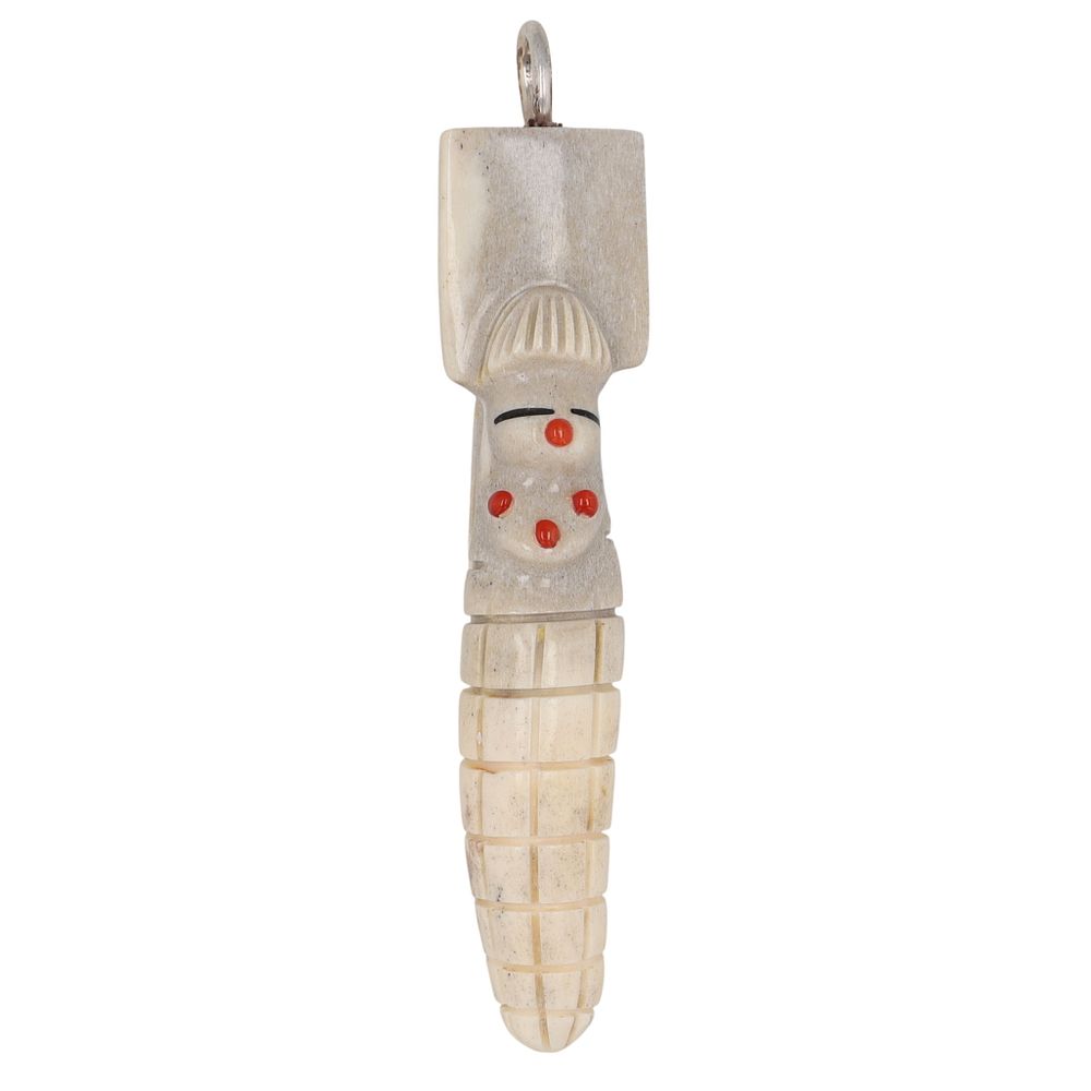 Lot 329: Gabe Sice Zuni Sterling Carved Antler Tabletta Maiden Fetish Pendant