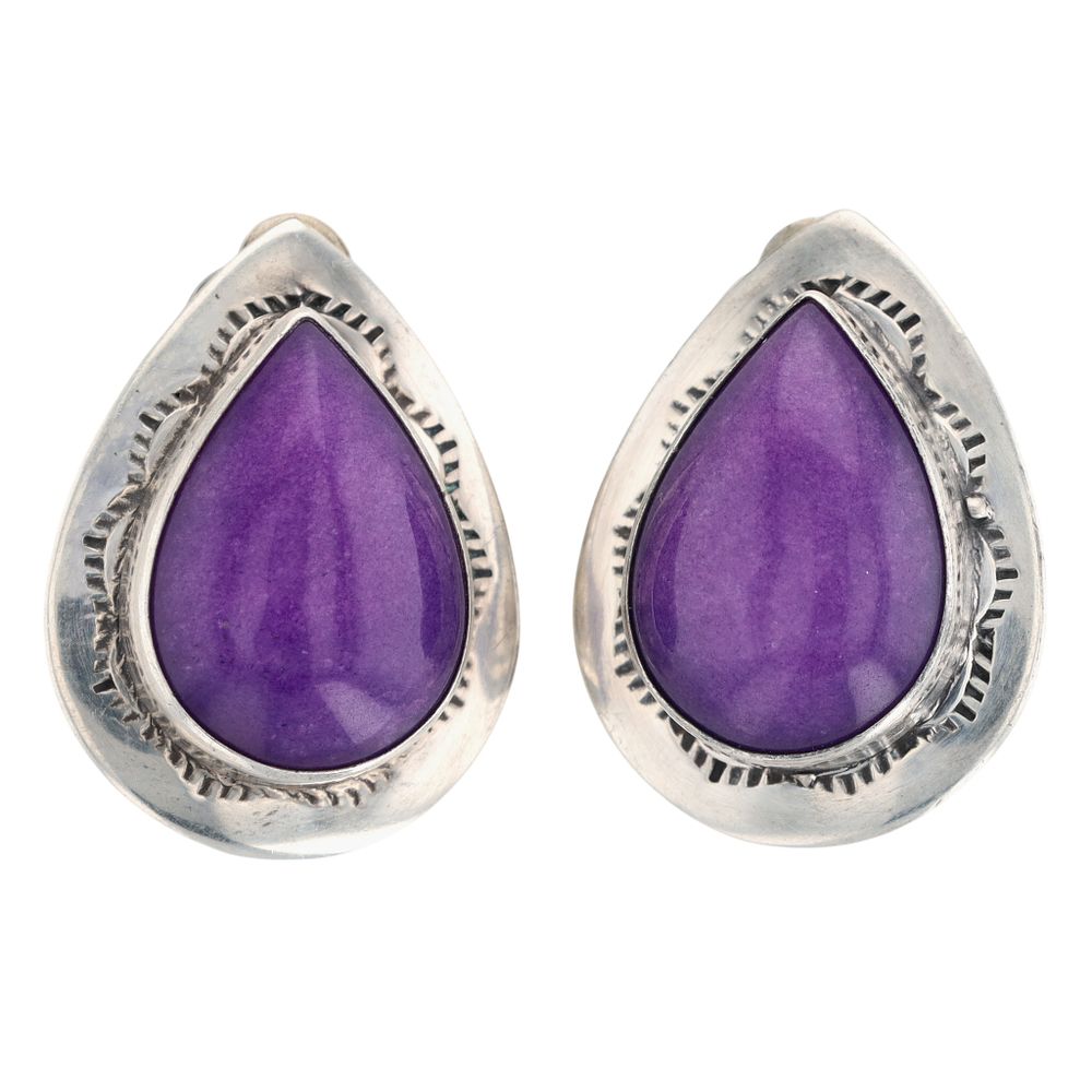 Lot 338: Gilo and Grace Nakai Navajo Sterling Sugilite Earrings