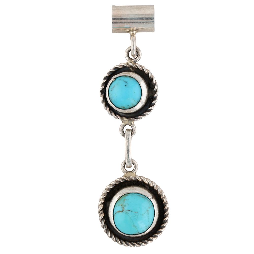 Lot 349: Martin L. Perry Navajo Sterling Turquoise Dangle Pendant