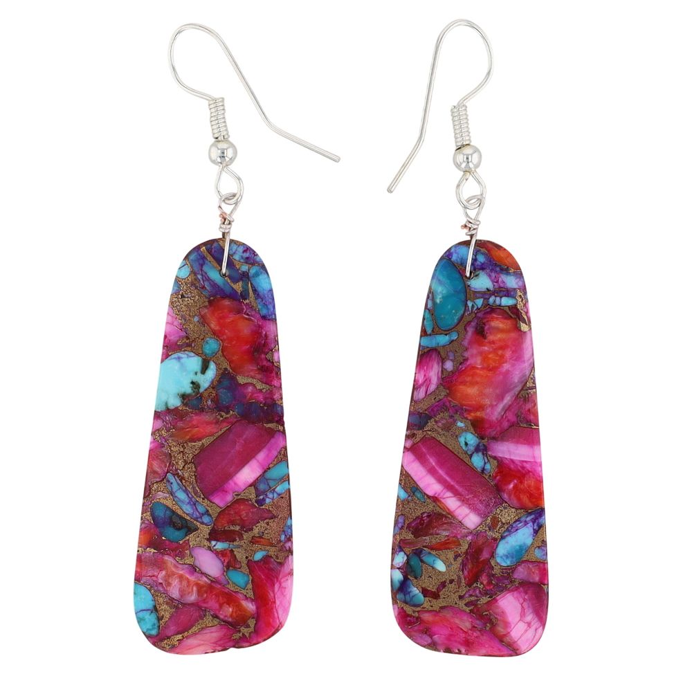 Lot 353: Jameson Pete Navajo Sterling Pink Dahlia Slab Earrings