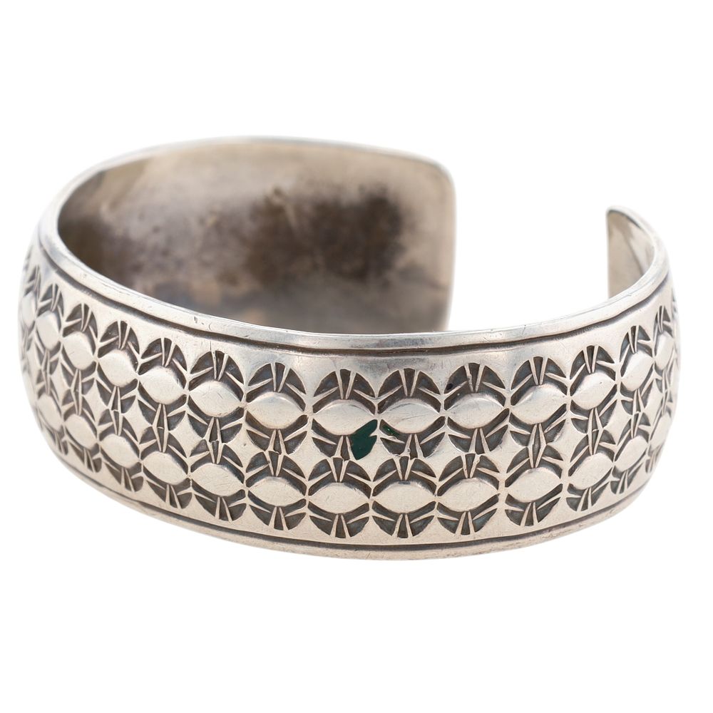 Lot 357: Navajo Sterling Stamped Cuff Bracelet
