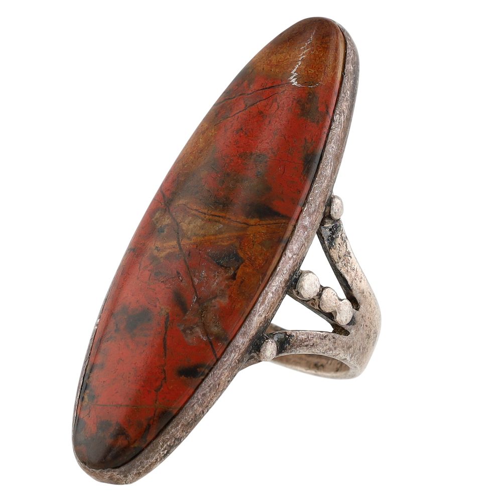 Lot 364: Vintage Navajo Sterling Jasper Ring Sz 6.5