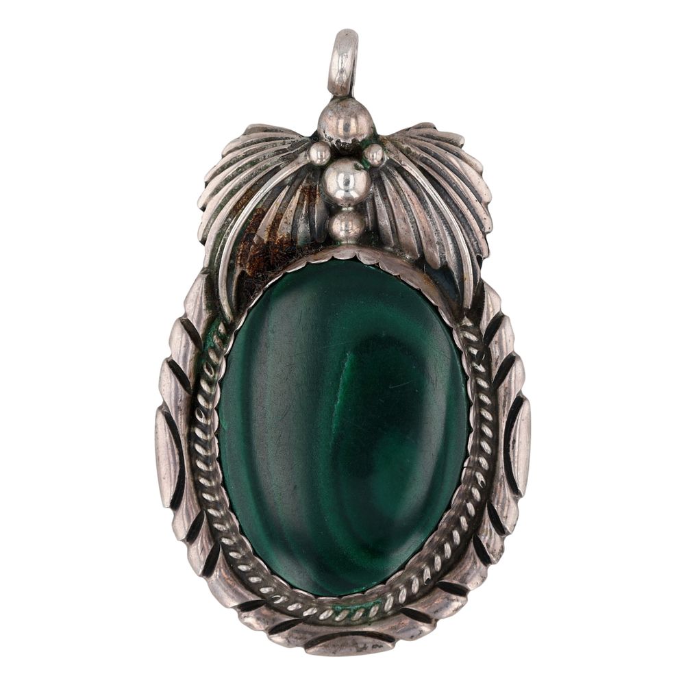Lot 365: Navajo Sterling Malachite Pendant