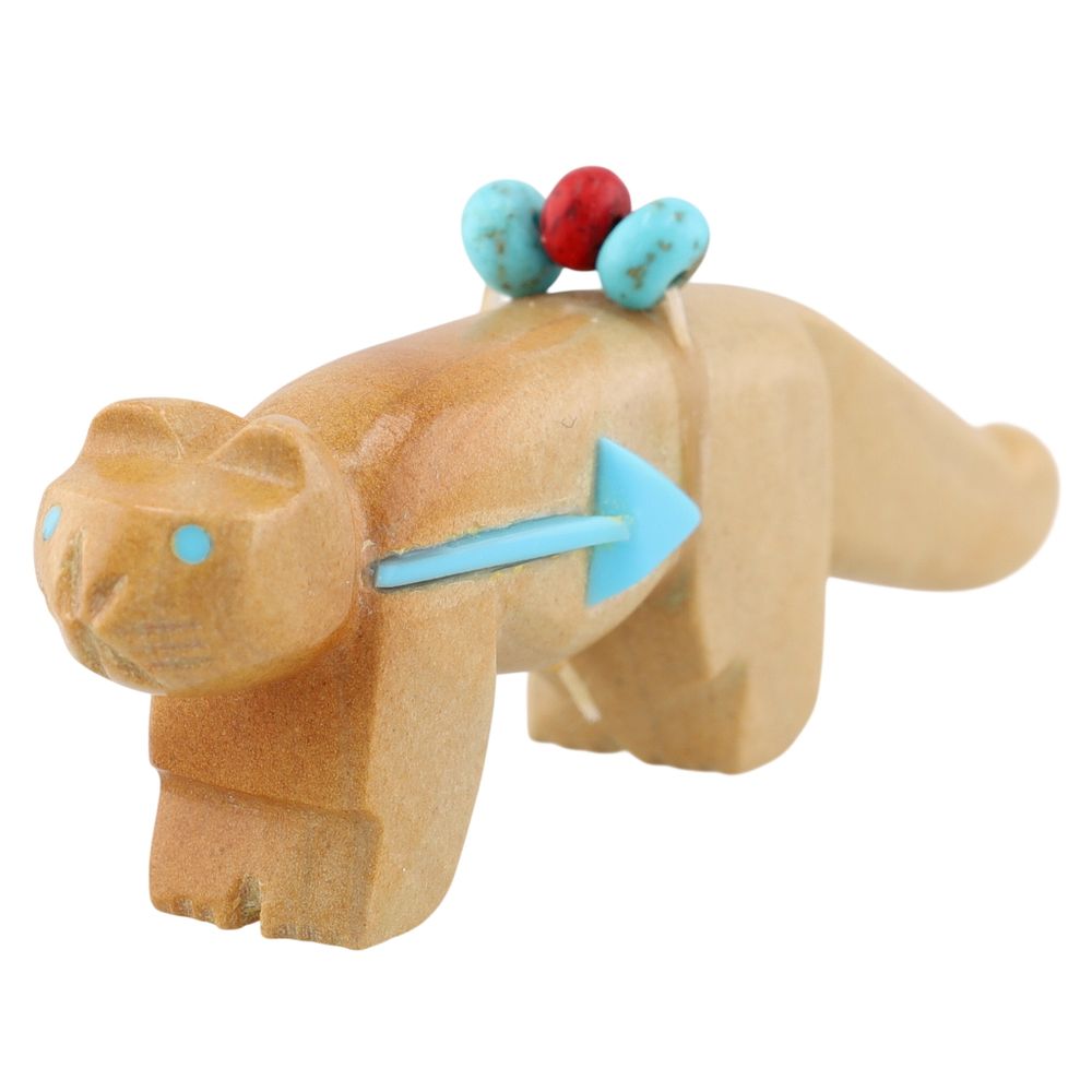 Lot 376: Bennie Bacy Zuni Dolomite Mountain Lion Fetish Carving