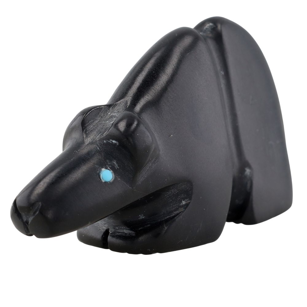 Lot 382: Reynold Lunasee Zuni Jet Bear Fetish Carving