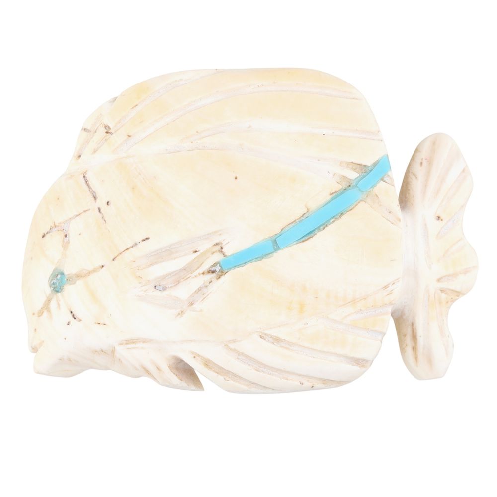 Lot 383: Ken Leekity Zuni Inlaid Shell Fish Fetish Carving