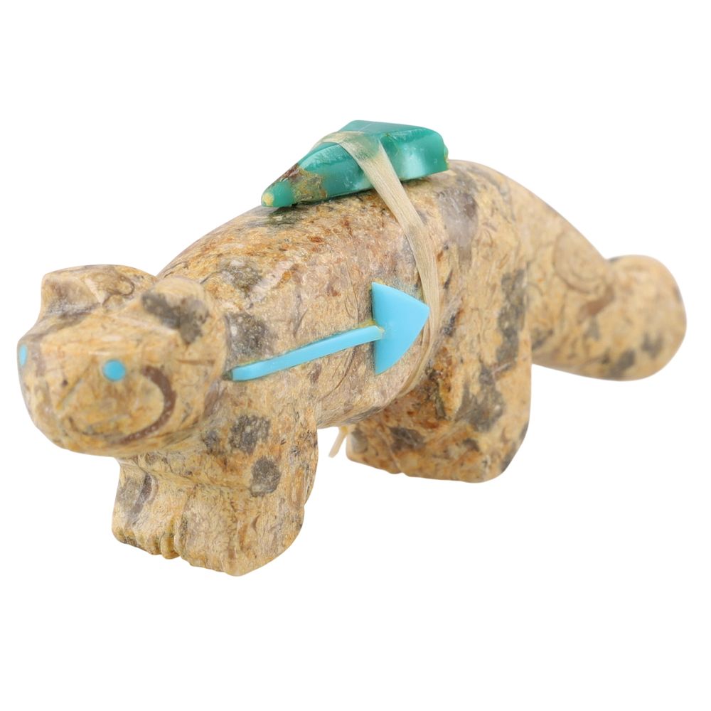 Lot 384: Bennie Bacy Zuni Jasper Mountain Lion Fetish Carving