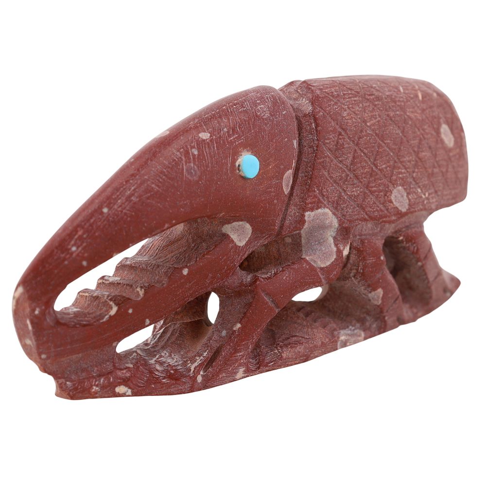 Lot 385: Derrick Kaamasee Zuni Pipestone Beetle Fetish Carving