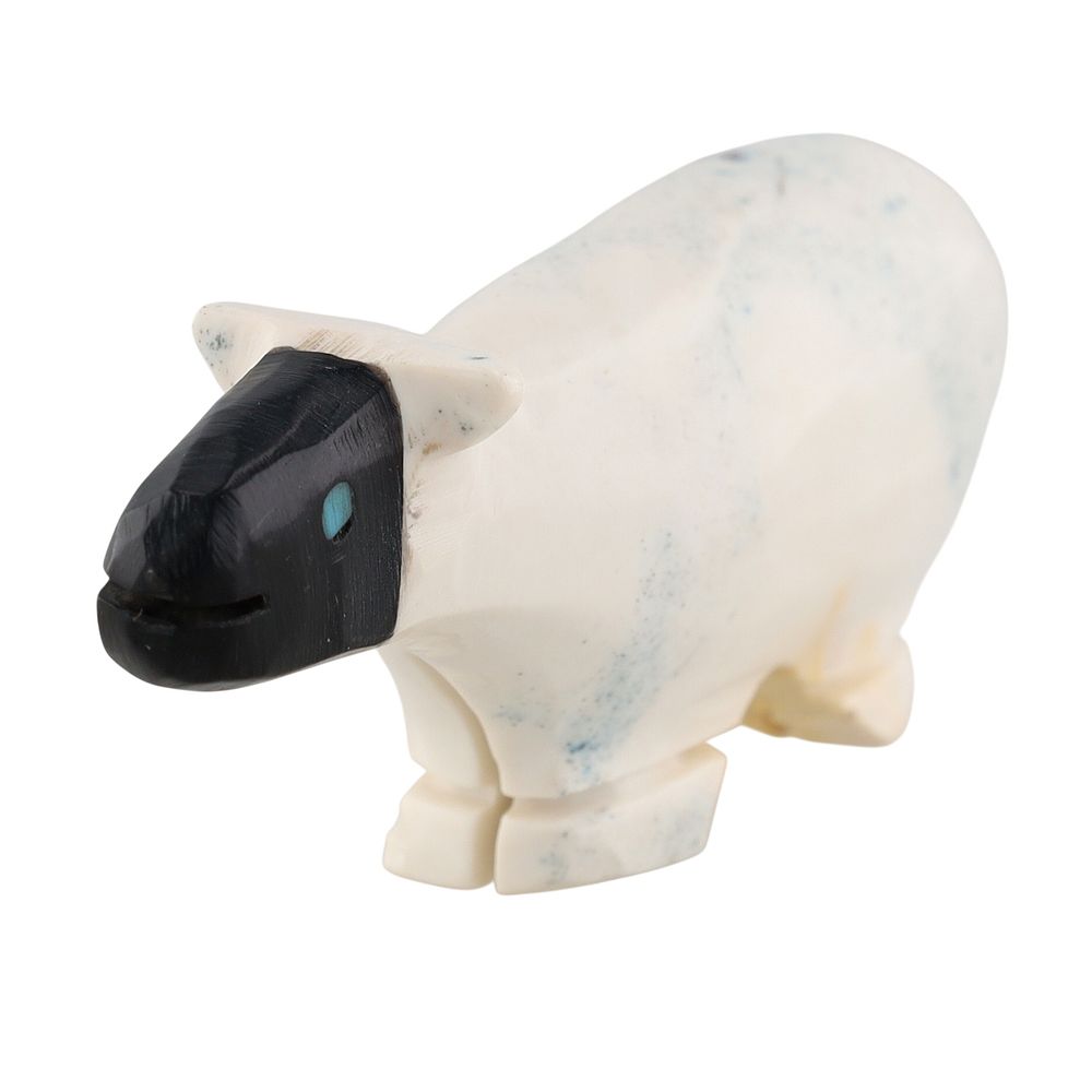 Lot 386: Tim Lementino Zuni Marble Lamb Fetish Carving
