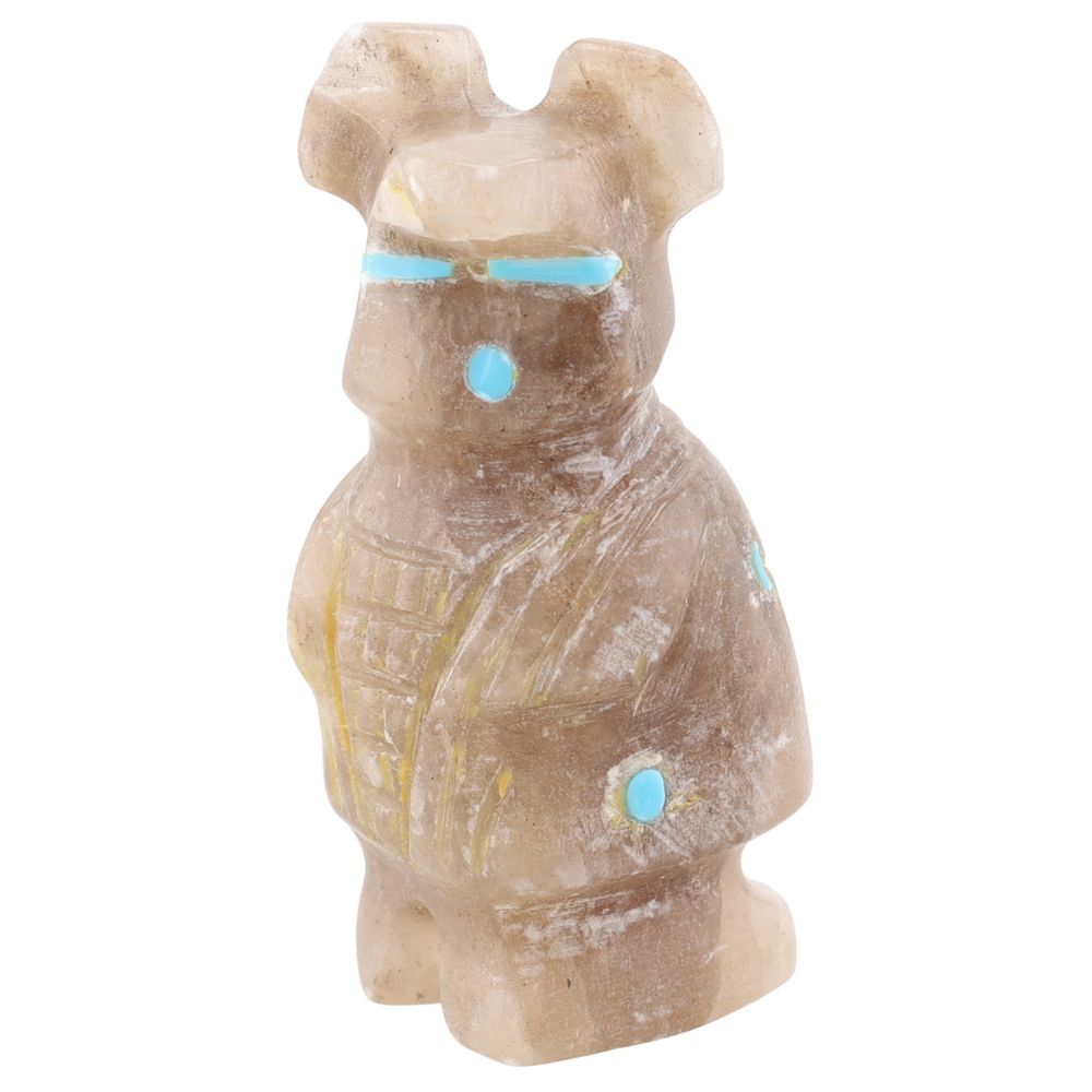 Lot 389: Gilbert Lonjose Zuni Calcite Olla Maiden Fetish Carving