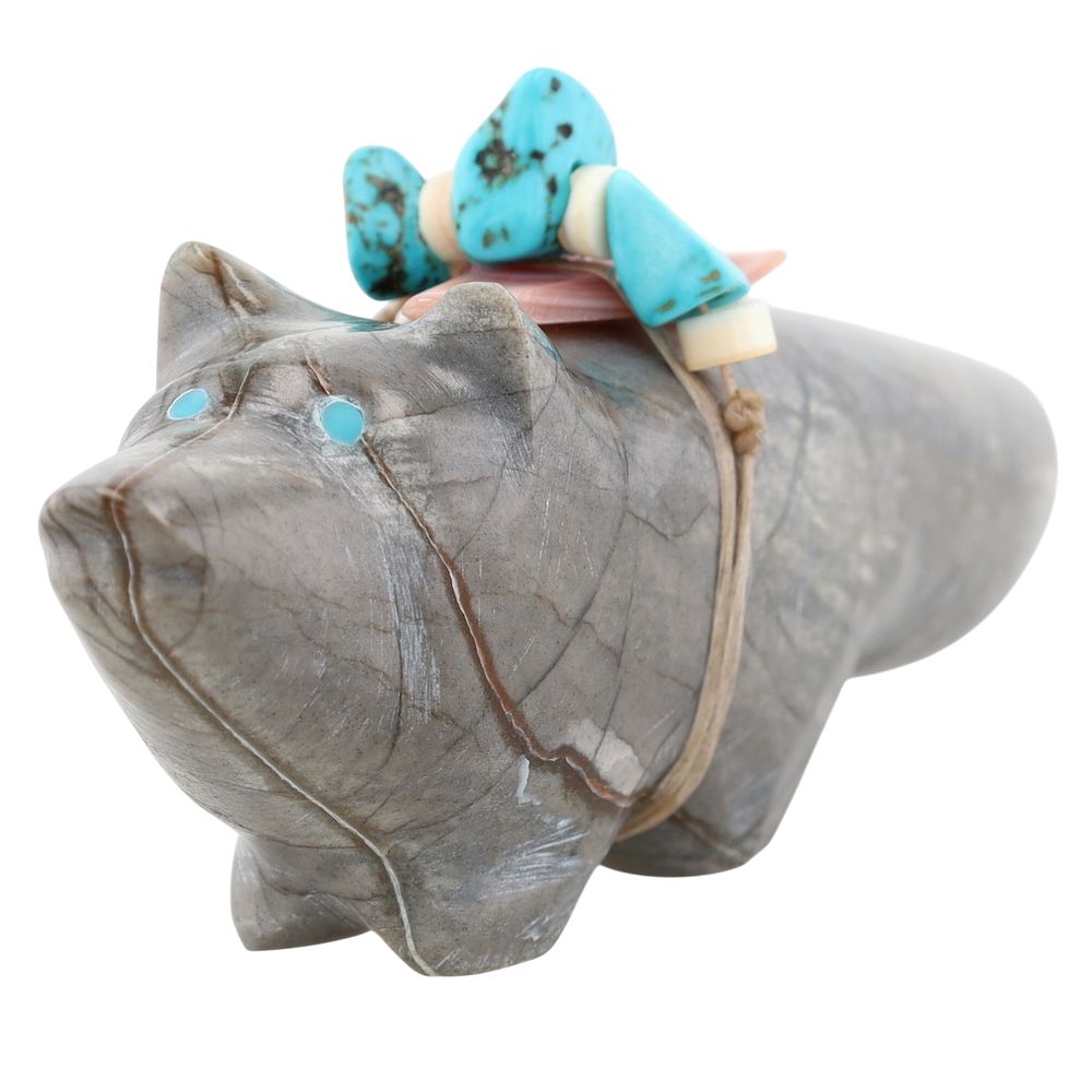 Lot 390: Delvin Leekya Zuni Picasso Marble Wolf Fetish Carving