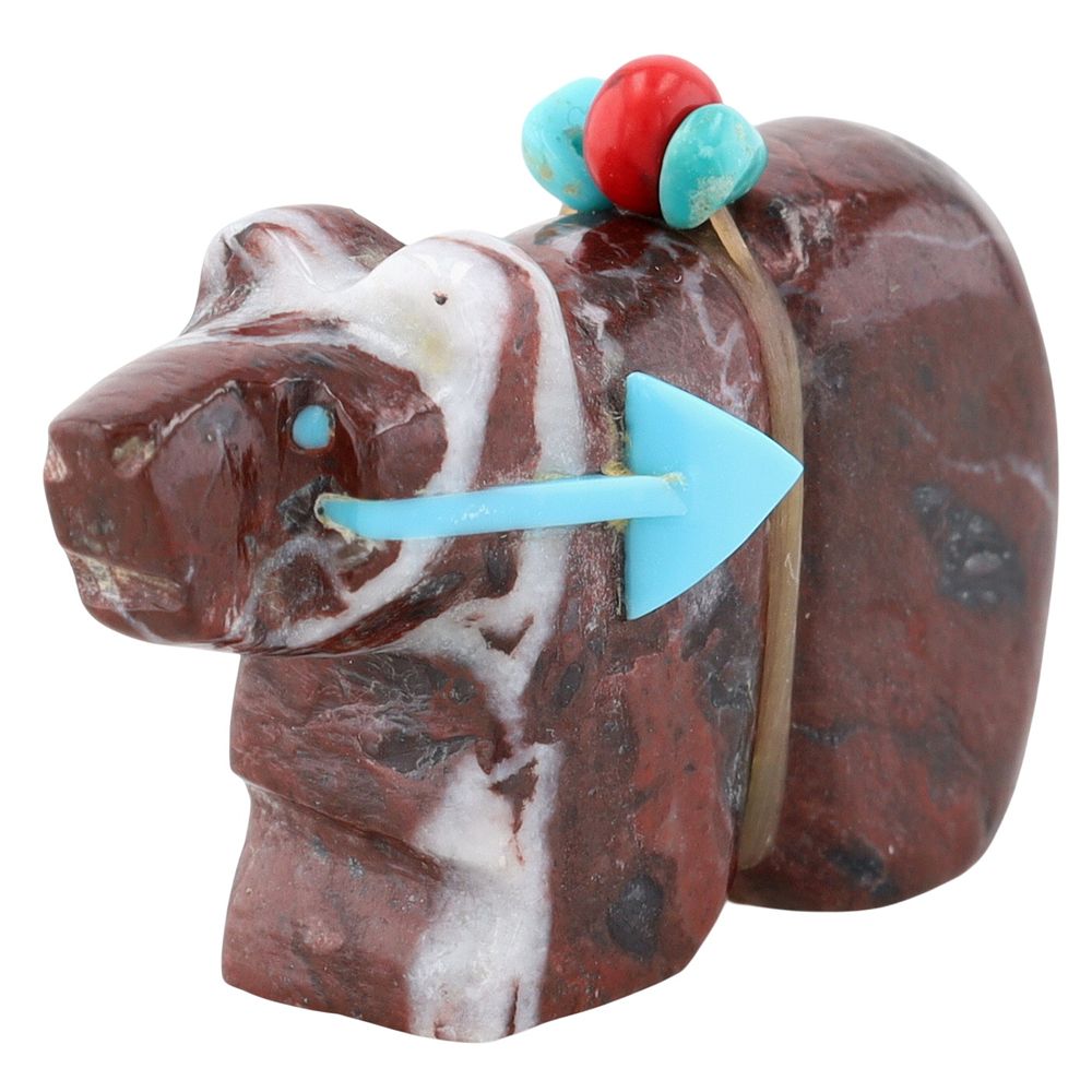 Lot 392: Bennie Bacy Zuni Vermillion Marble Bear Fetish Carving