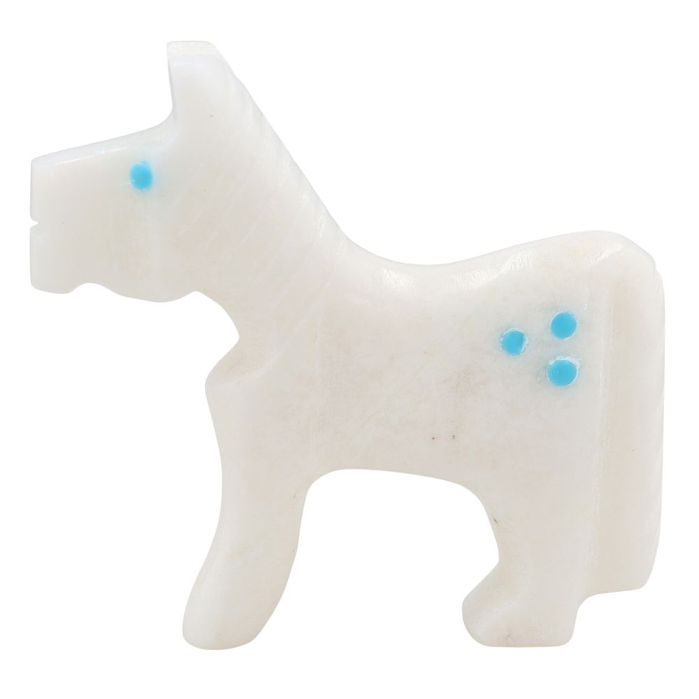 Lot 393: Todd Etsate Zuni White Marble Horse Fetish Carving