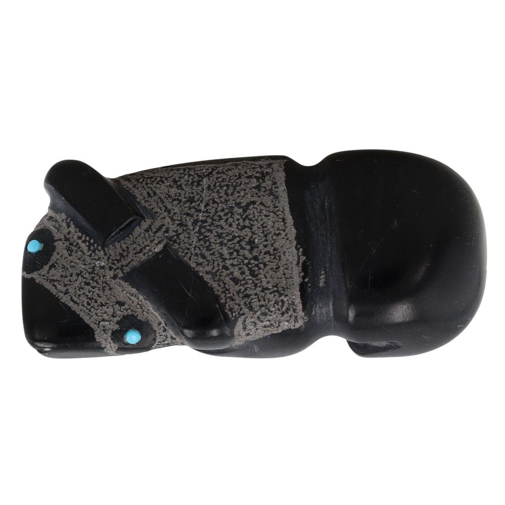 Lot 394: Reynold Lunasee Zuni Black Marble Bear Fetish Carving
