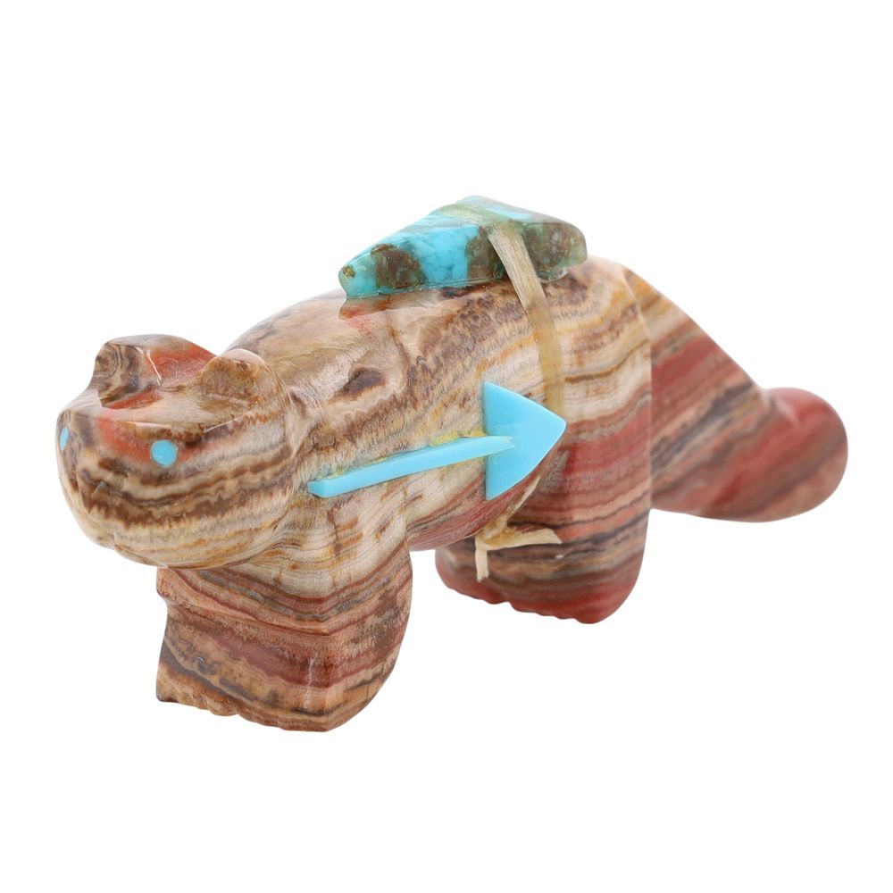 Lot 402: Bennie Bacy Zuni Banded Onyx Mountain Lion Fetish Carving