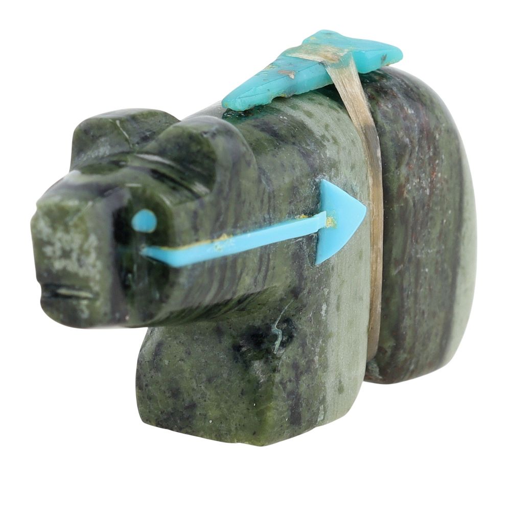 Lot 404: Bennie Bacy Zuni Serpentine Bear Fetish Carving
