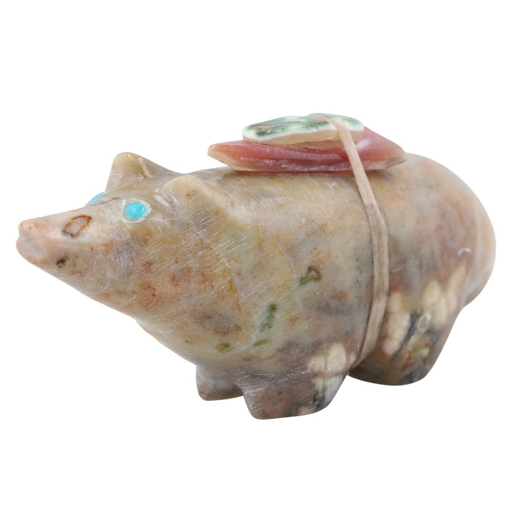Lot 405: Delvin Leekya Zuni Picasso Marble Wolf Fetish Carving