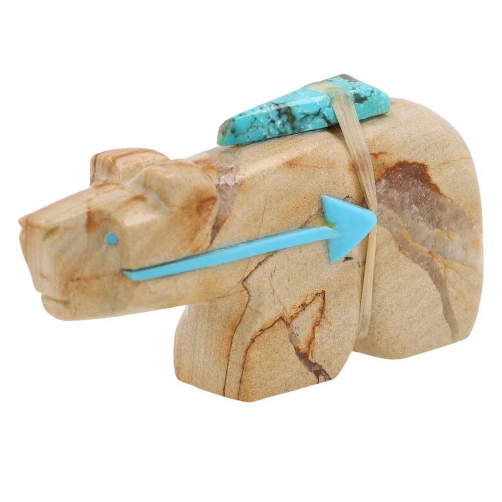 Lot 408: Bennie Bacy Zuni Picture Jasper Bear Fetish Carving