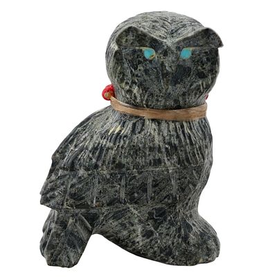 Richardson's Trading Post: Douglas Martza Zuni Black Marble Owl Fetish Carving. Douglas Martza 