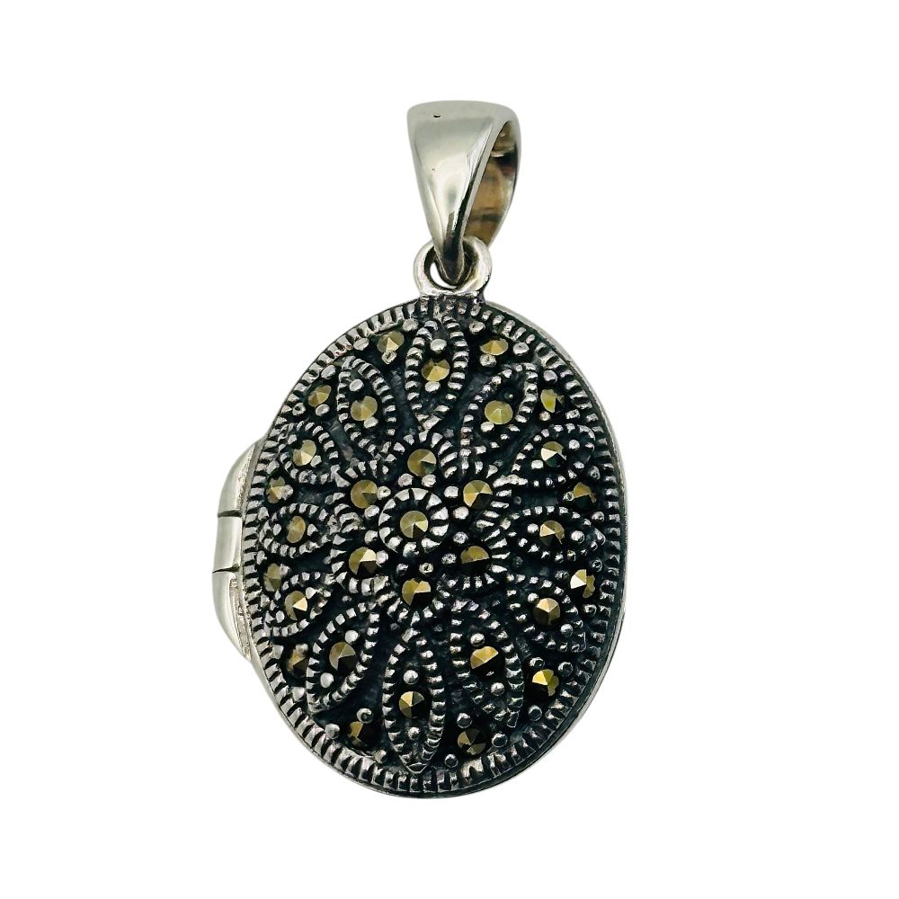 Lot 3: Sterling Marcasite Locket