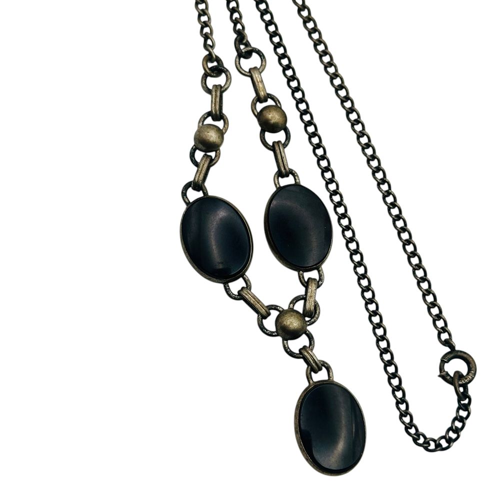 Lot 9: W.E. Richards Company Sterling Onyx Chain Necklace