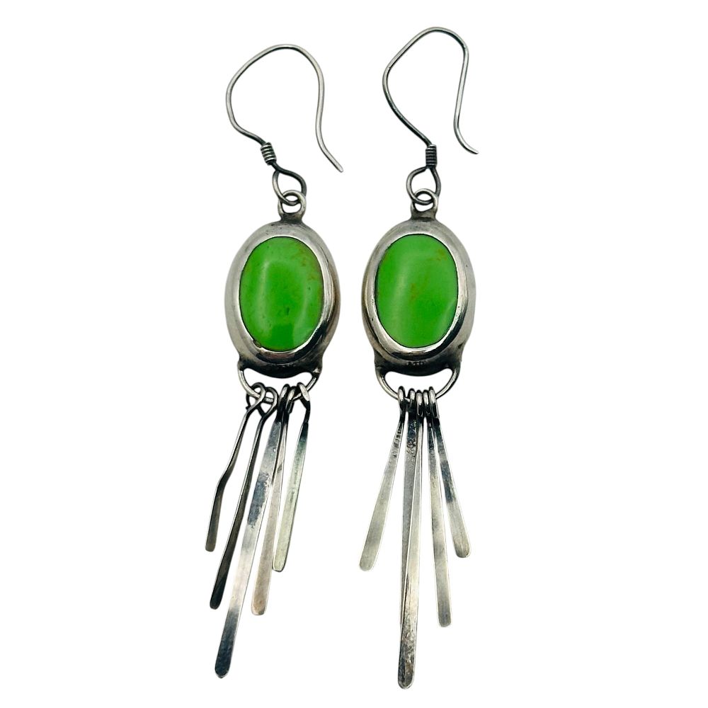Lot 11: Taxco Mexico Sterling Green Turquoise Earrings
