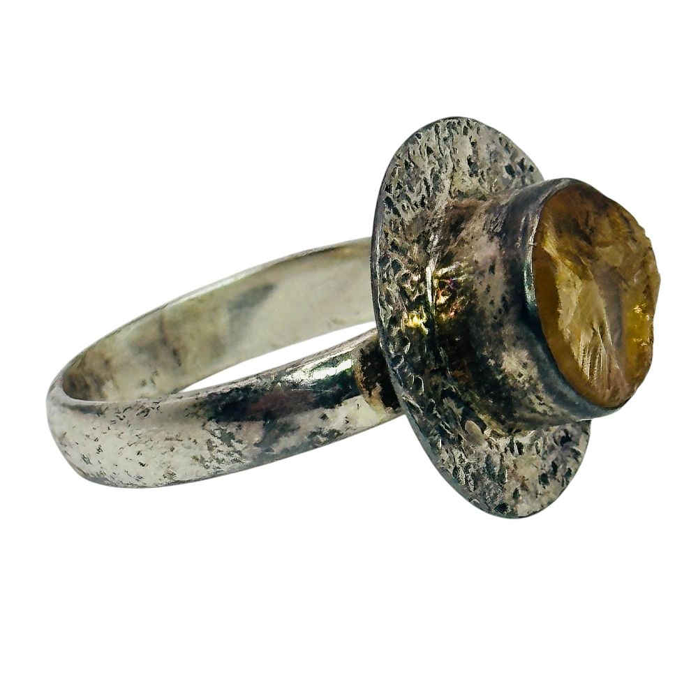 Lot 12: Signed Sterling Citrine Ring Sz 8