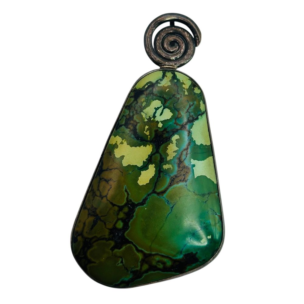 Lot 13: Sterling Green Turquoise Pendant