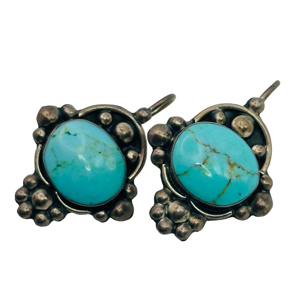 Lot 15: ATI Mexico Sterling Turquoise Earrings