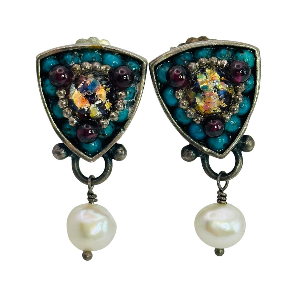 Lot 22: Israel Ascopa Sterling Multi-Stone Earrings