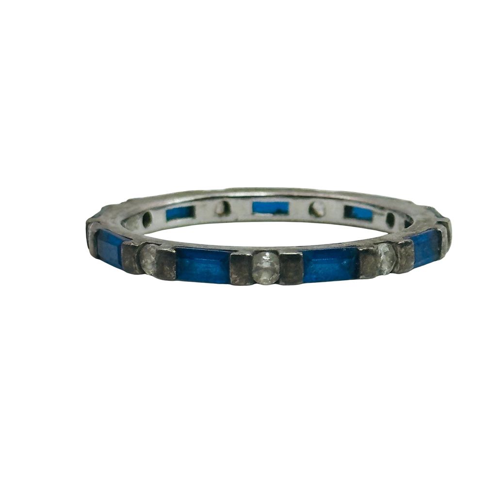 Lot 34: Sterling Blue Spinel Ring Sz 8