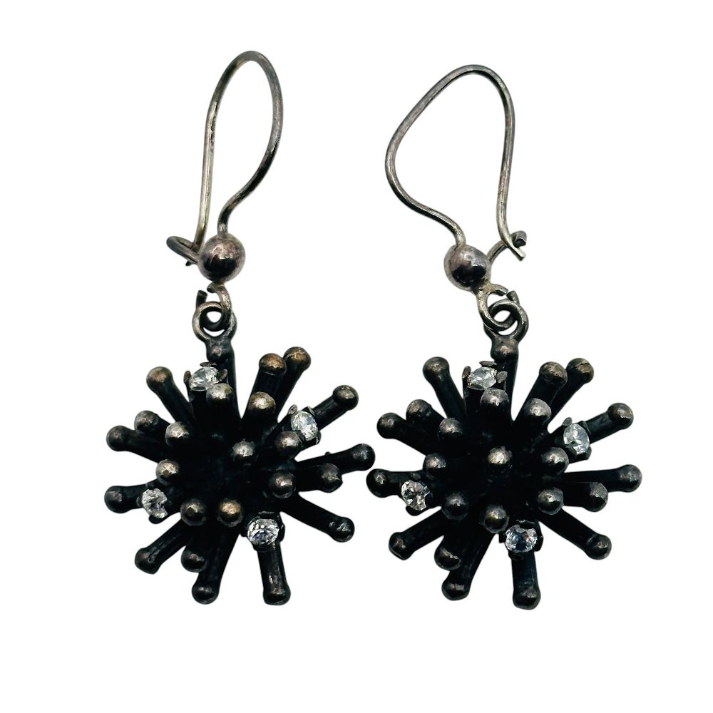 Lot 50: Sterling Rhinestone Spike Earrings