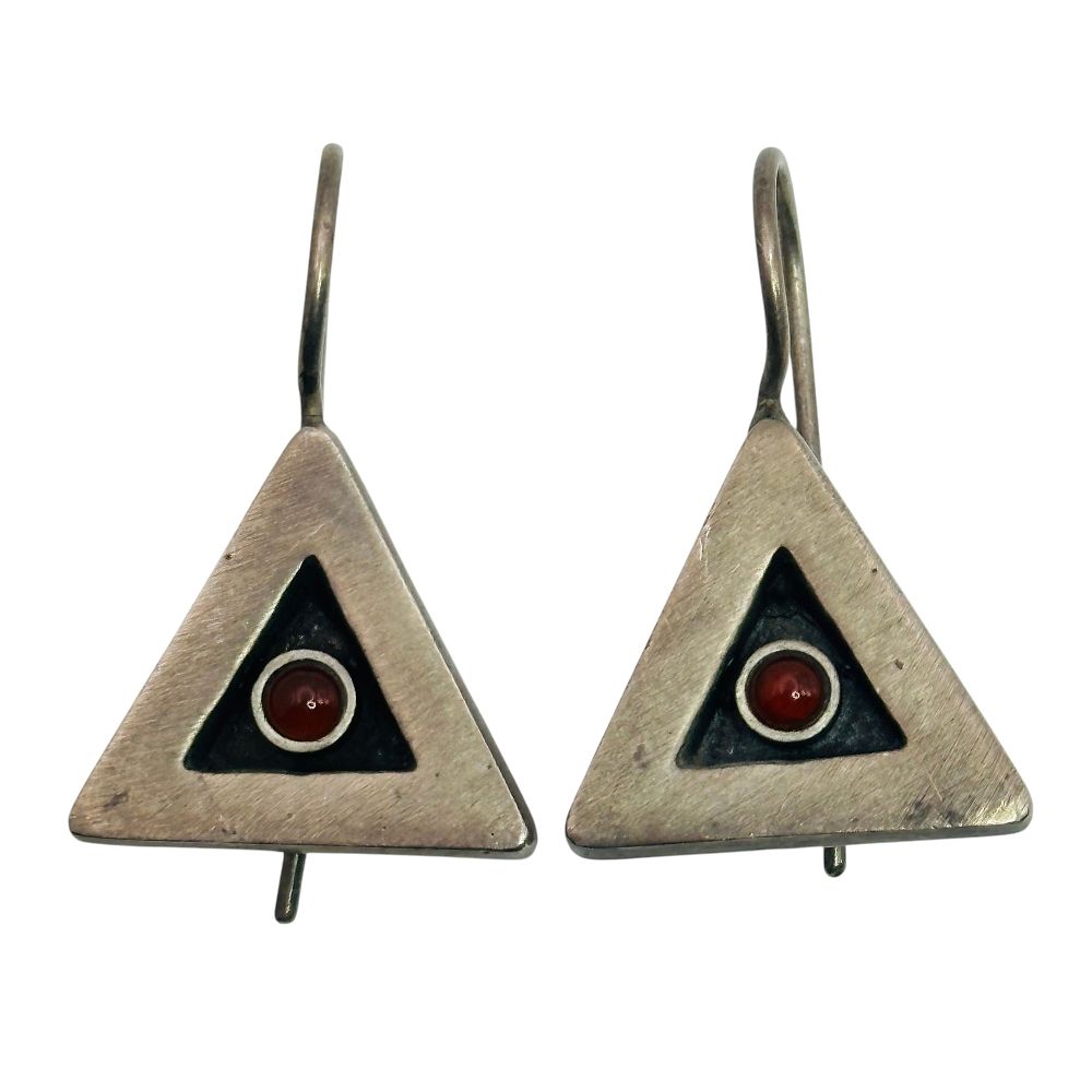 Lot 61: Sterling Handmade Triangle Earrings
