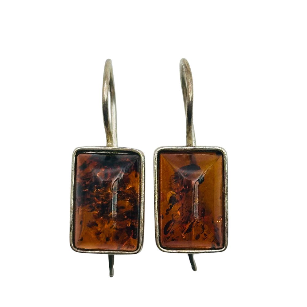 Lot 69: Sterling Amber Earrings