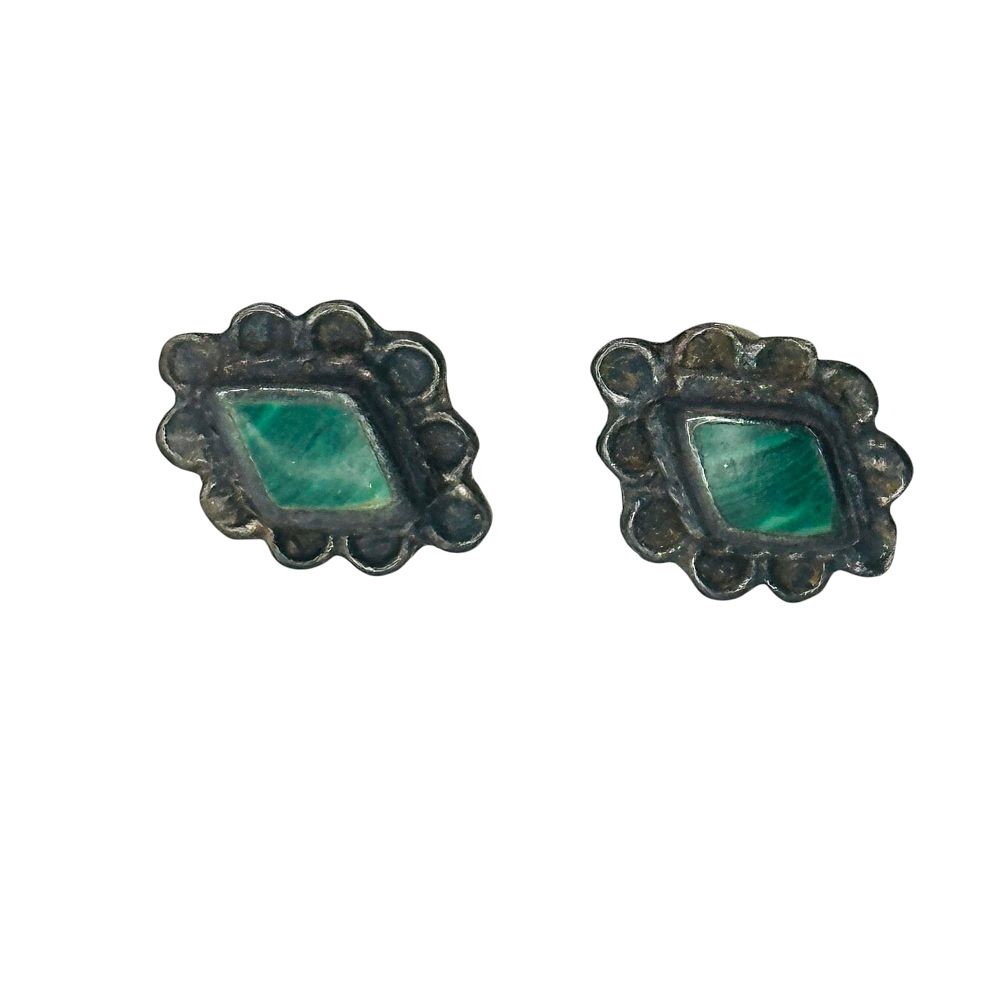 Lot 73: Sterling Malachite Earrings