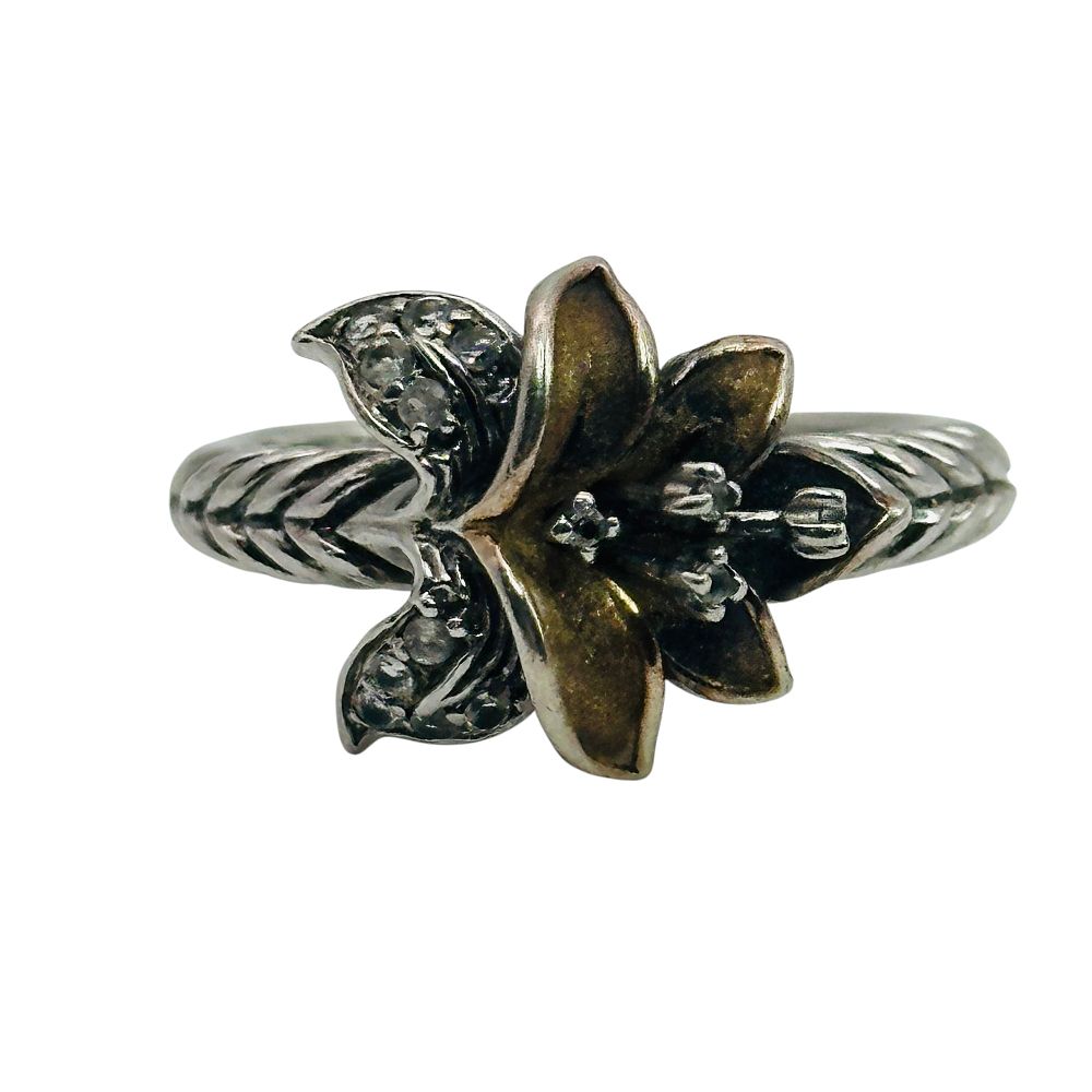 Lot 74: Sterling Spinel Flower Ring Sz 8