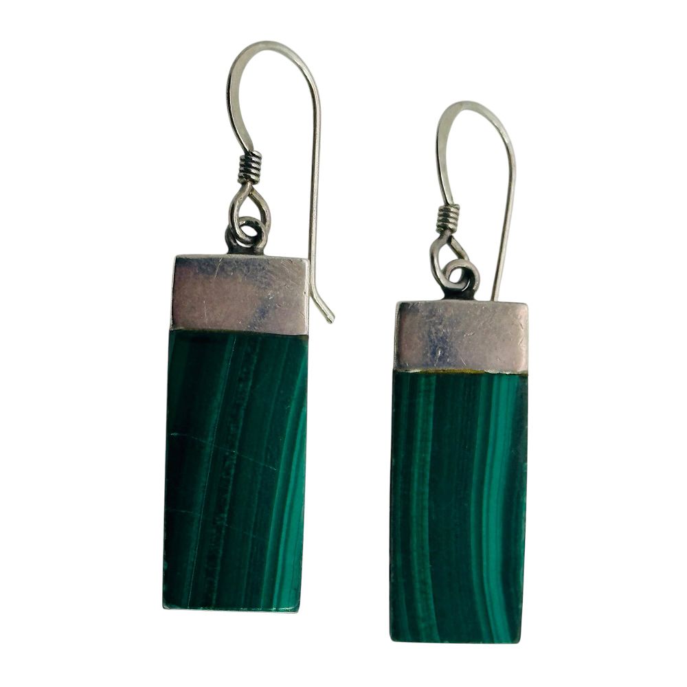 Lot 77: Sterling Malachite Earrings