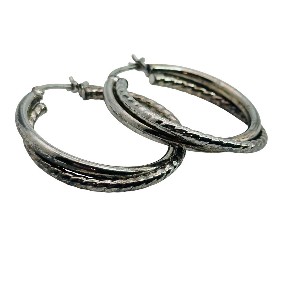 Lot 78: Sterling Double Hoop Earrings