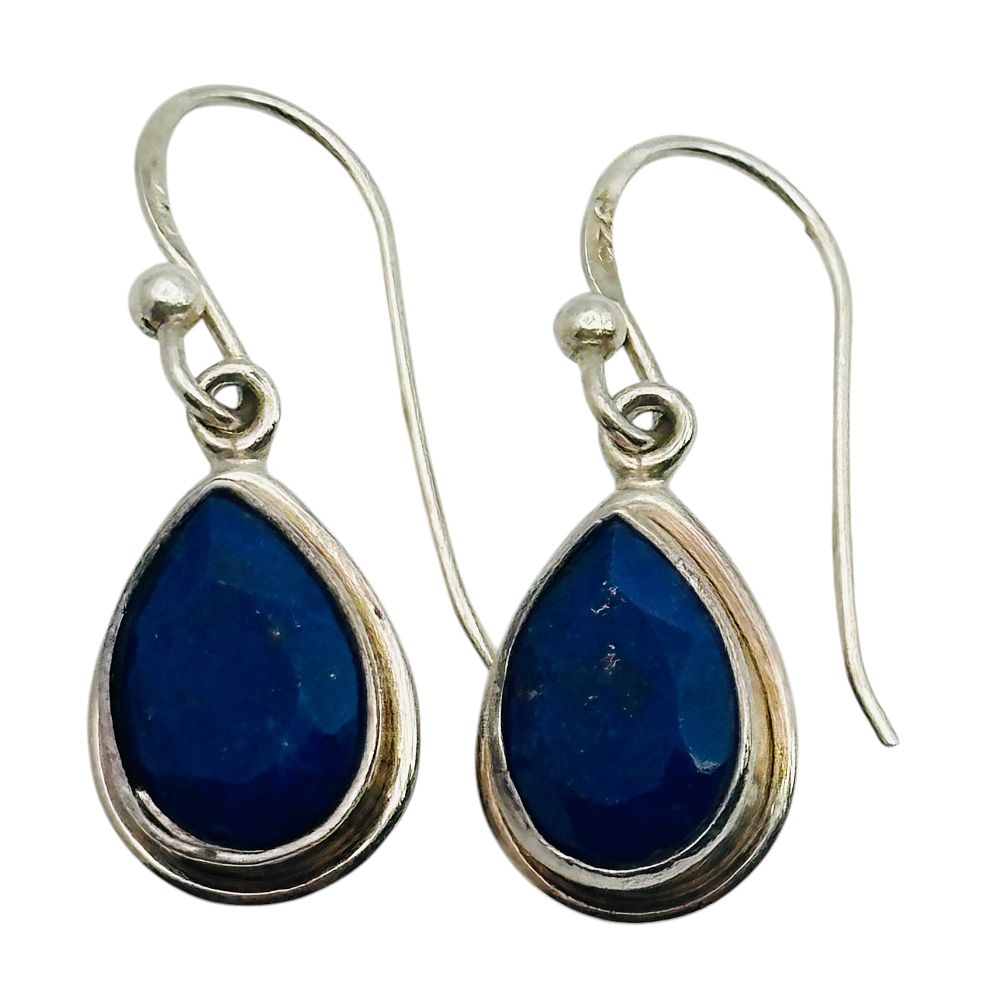 Lot 83: Sterling Lapis Lazuli Teardrop Earrings