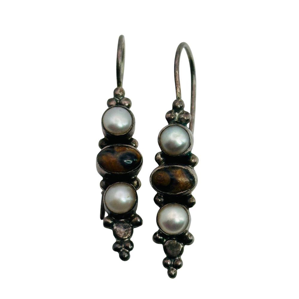 Lot 95: Sterling Pearl Jasper Earrings
