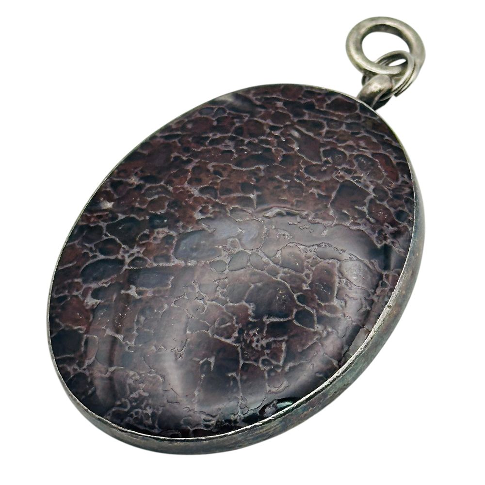 Lot 97: Sterling Jasper Oval Pendant