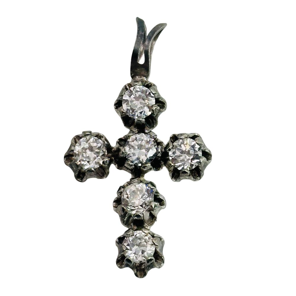 Lot 101: Sterling Rhinestone Cross Pendant