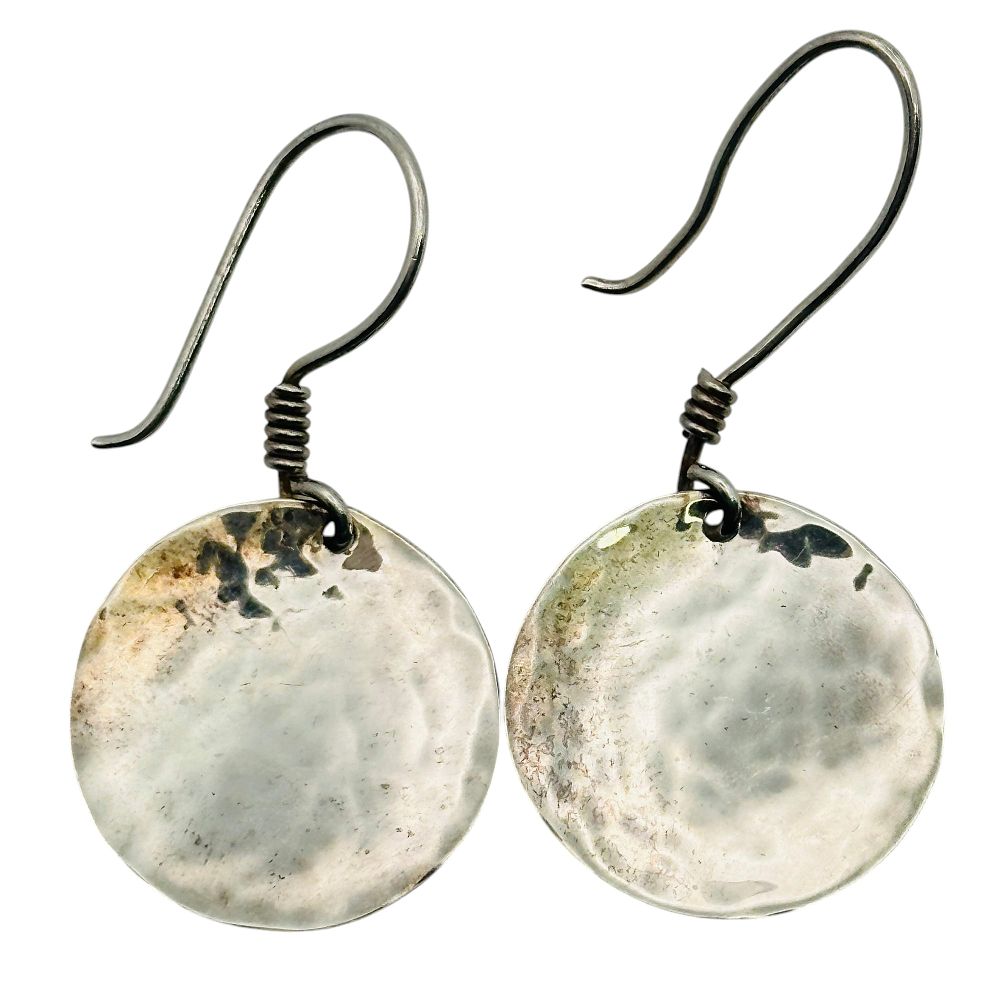 Lot 102: Sterling Round Hammered Earrings